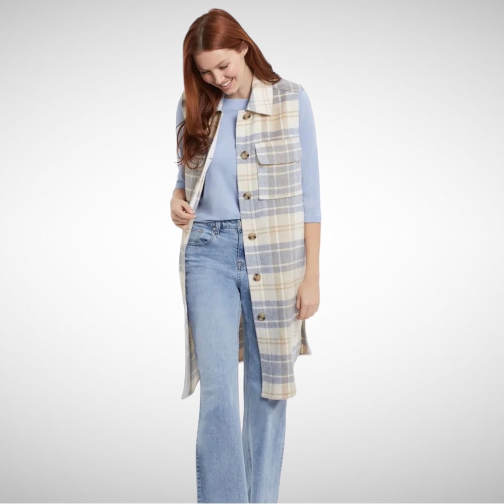 Tribal Plaid Vest With Shirttails S